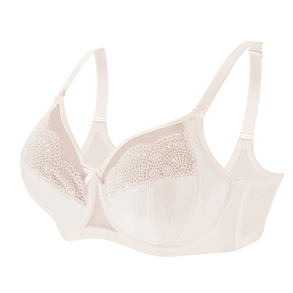 Glamorise 38C WONDERWIRE Bra Satin & Lace UNDERWIRE (FLEXI SIDE BONES) Ivory NEW - Picture 8 of 15